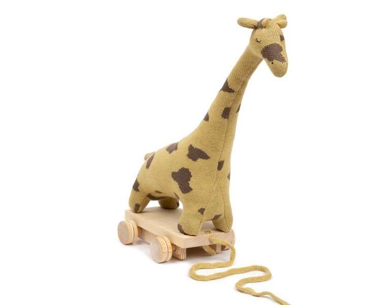 Smallstuff - Pull Along  Giraffe, Mustard / Mole