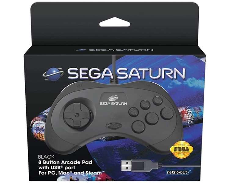 Mando inalámbrico Sega Saturn + USB 8 botones gris transparente