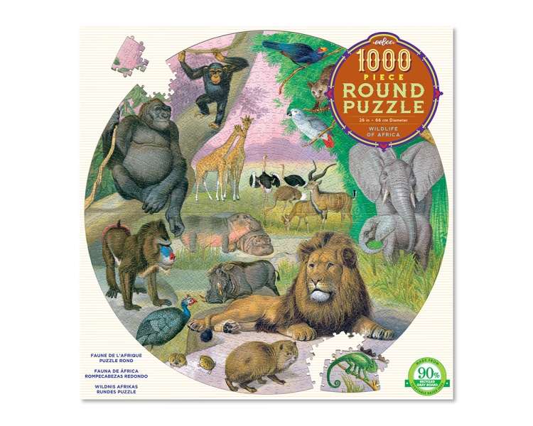 eeBoo - Round Puzzle - Wildlife of Africa, 1000 Pc (EPZCWLA)