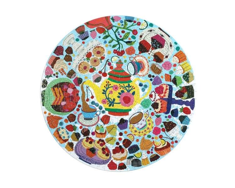 eeboo - Round Puzzle - Tea Party, 500 pc (EPZFTEA)