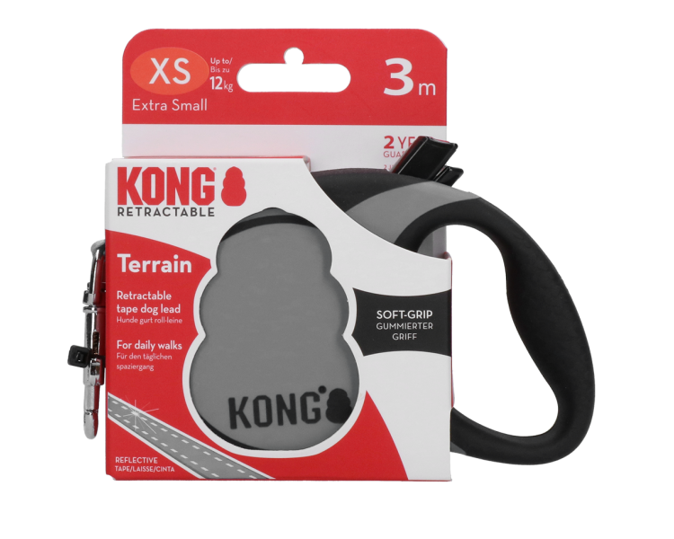 Kong - Retractable Leash Terrain Grey XS (3m/12kg) - (KONGTRNXSGY)