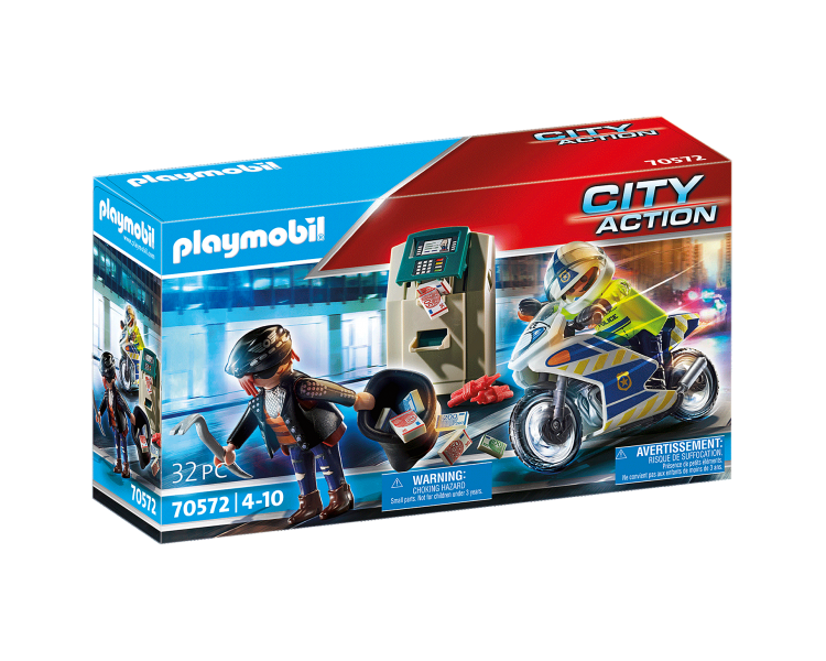 Playmobil - Police motorcycle: pursuit of the money robber (70572)