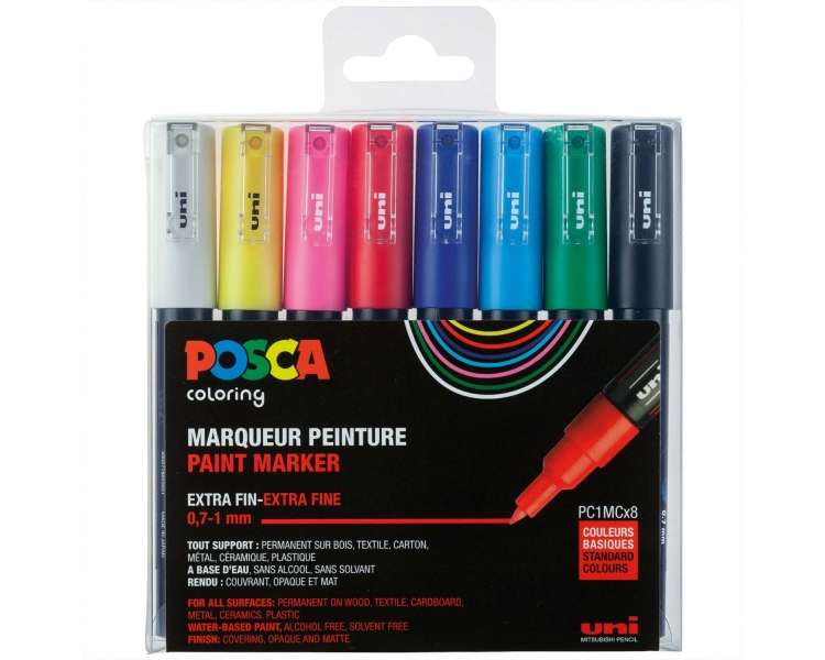 Posca - PC1MC - Extra Fine Tip Pen, 8 pc