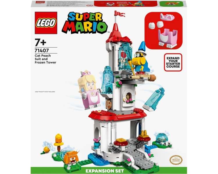 LEGO Super Mario, Traje de Peach Gato y Set de Expansión Torre Congelada (71407)