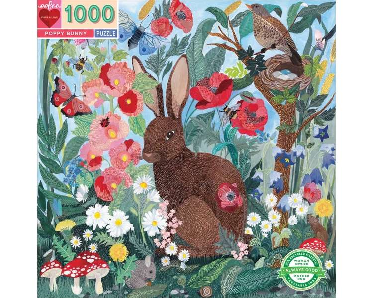 eeBoo - Puzzle 1000 pcs - Poppy Bunny (EPZTPBY)