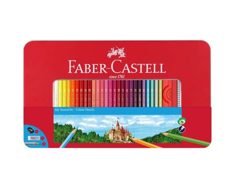 Faber-Castell - Hexagonal Colour pencils tin of 60 (115894)