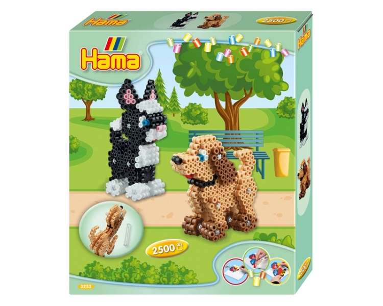 Hama, Perlas Midi, Caja De Regalo 3D, Perro Y Gato (383253)