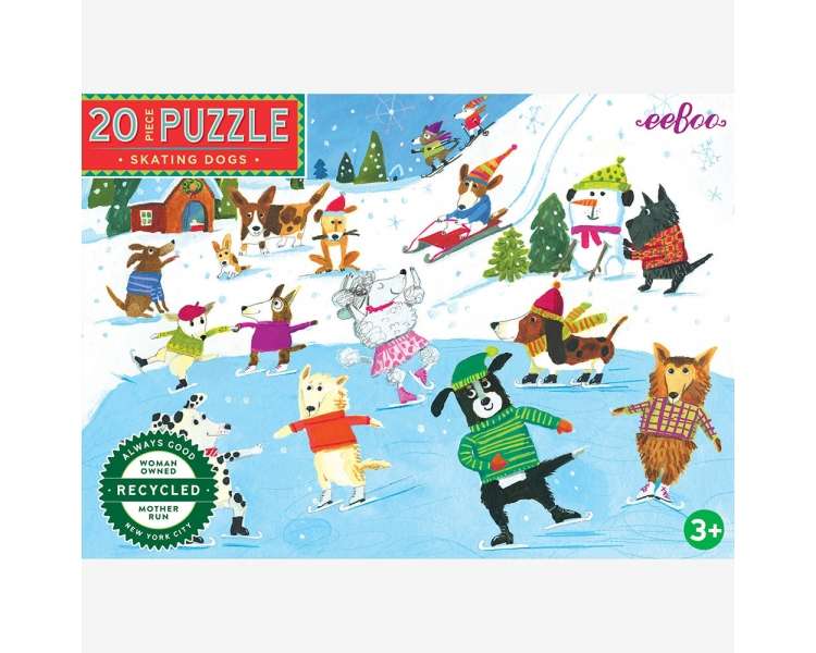 eeBoo - Puzzle 20 pcs - Skating Dogs - (EPZDOG