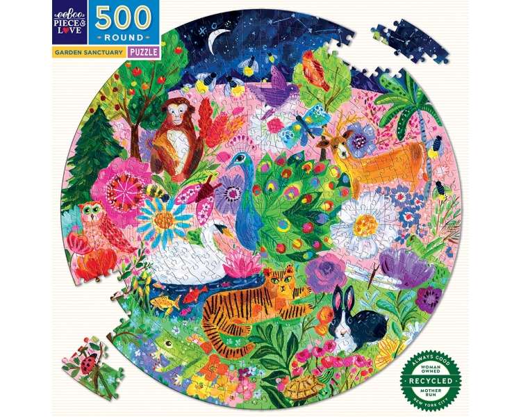 eeBoo - Round Puzzle 500 pcs - Garden Sanctuary - (EPZFGSA