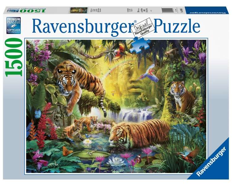 Rompecabezas Ravensburger - 1500 Piezas - Tranquilos Tigres (10216005)