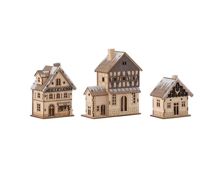 Bloomingville - Set of 3 - Tenu Deco Christmas Houses w/LED (82056111)