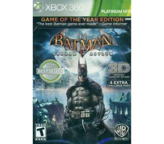 Batman: Arkham Asylum (Game of The Year) (Platinum Hits) Juego para Consola Microsoft XBOX 360