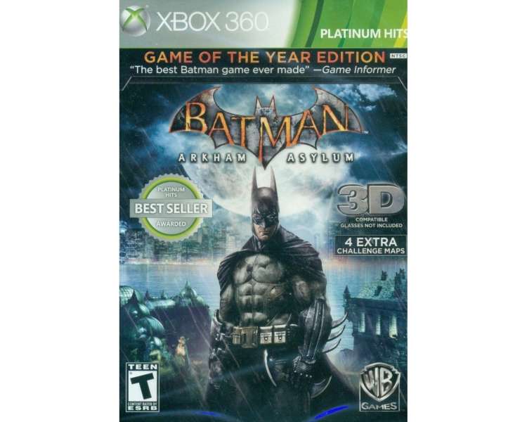 Batman: Arkham Asylum (Game of The Year) (Platinum Hits) Juego para Consola Microsoft XBOX 360