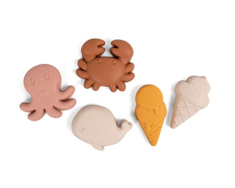 Filibabba - Silicone sand toys 5 pieces  - warm colors