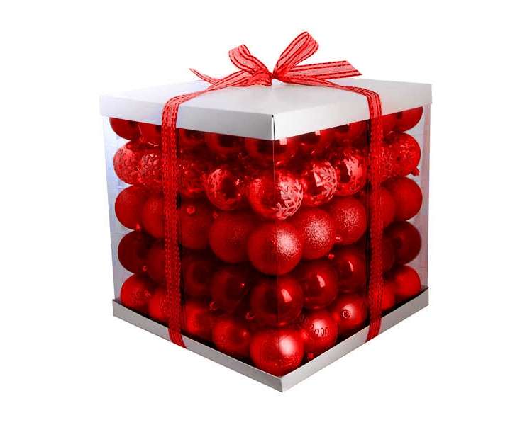 DGA - Christmas Ornament set w/125 pcs - Mat/shiny/glitter - Red (21701066)