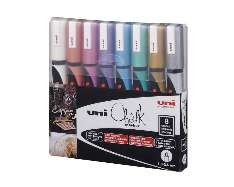 Uni - Chalkmarker 5M - Metallic colors, 8 pc