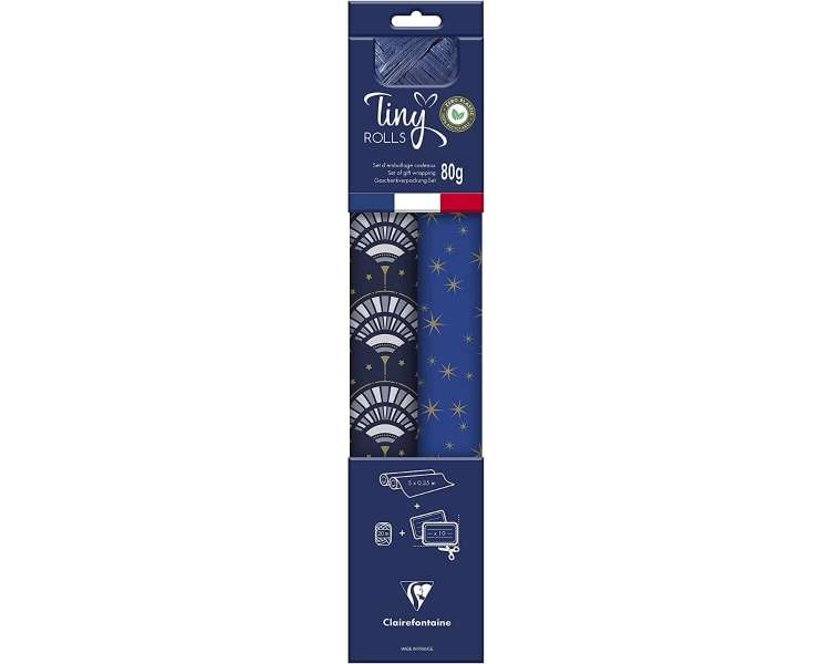 Claire Fontaine - Gift Wrapping Set - Tiny Rolls 5m x 35 cm - Blue