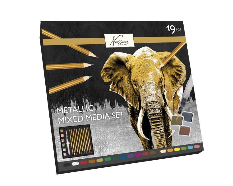 Nassau - Metallic Mixed Media Painting Set 19 Parts - (K-AR0218/GE)