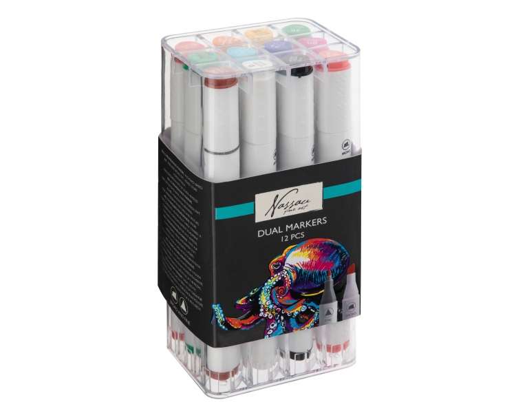 Nassau  - Markers Dual Tip 12 pcs White - (K-AR0103/22GE)