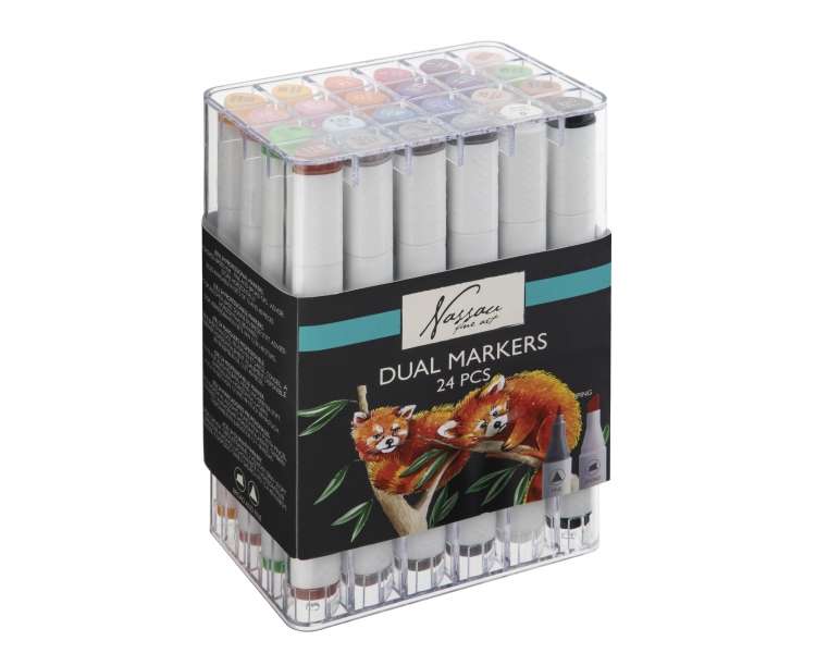 Nassau - Markers Dual Tip 24 pcs  White - (K-AR0104/22GE)