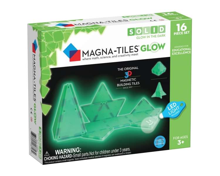 Magna-Tiles, Juego de expansión Glow de 16 piezas, (90215)