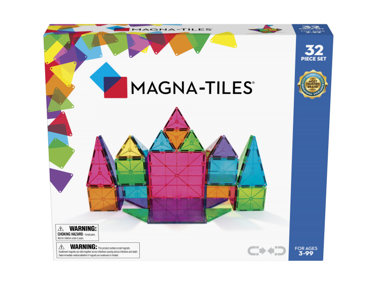 Magna-Tiles, Colores transparentes 32 piezas, (90208)