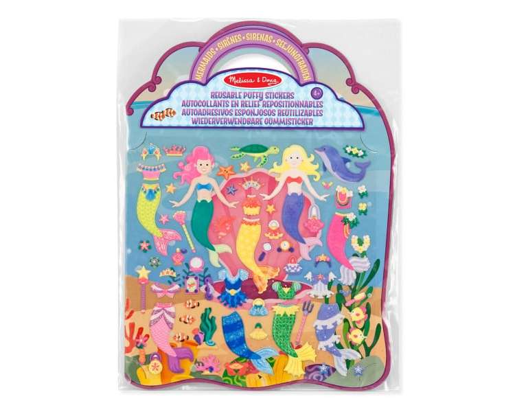 Melissa Y Doug, Pegatinas Hinchables Reutilizables, Sirena, (19413)