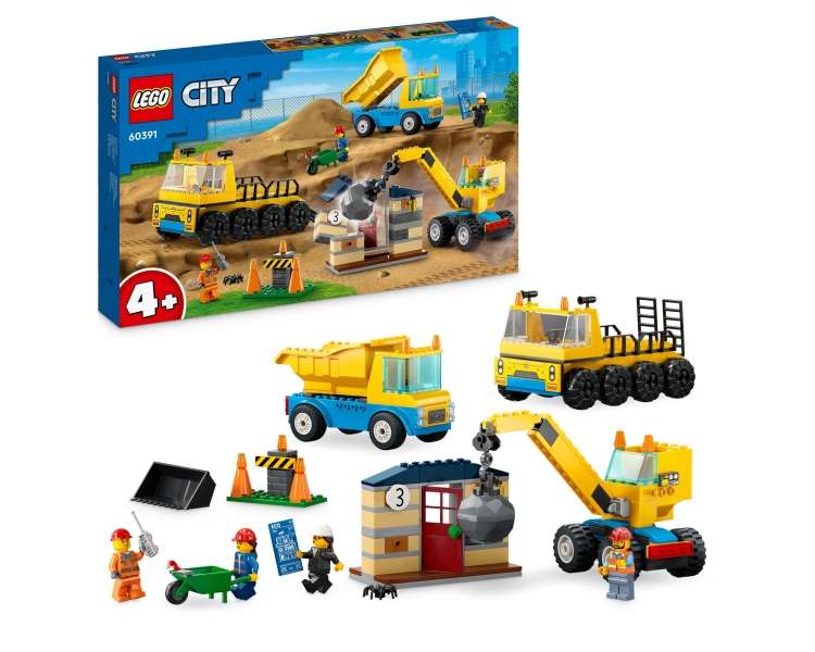 LEGO City, Camiones de Construcción y Grúa de Bola de Demolición (60391)