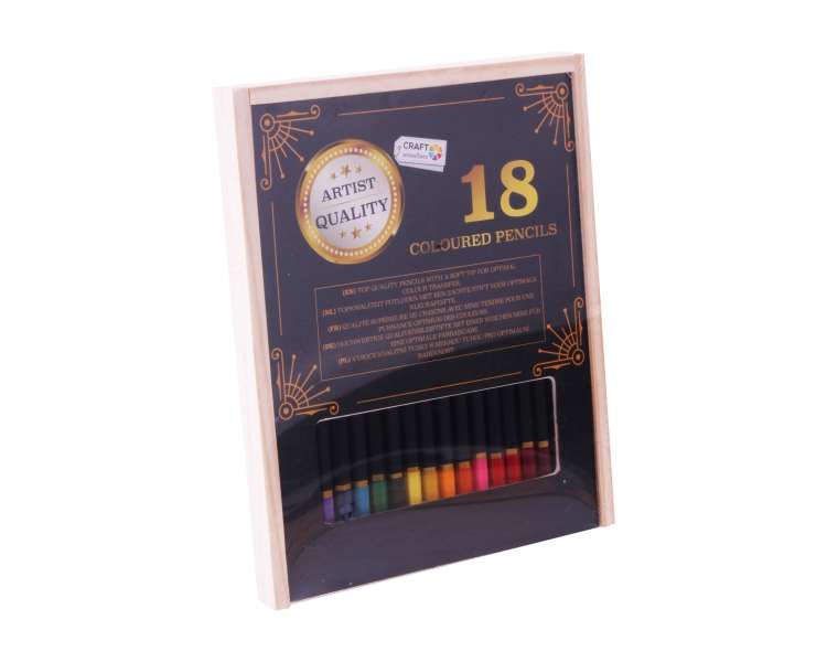 Craft sensations - Colouring Pencils 18 pcs in Wooden Box - (K-CR0392/18/GE)