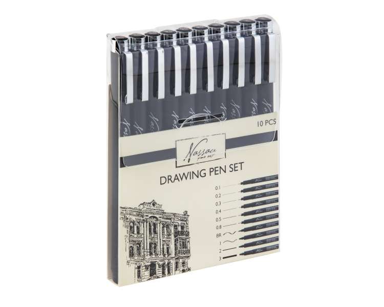 Nassau, Set De Bolígrafos De Dibujo Fineliners 10Pcs, (K-Ar0819/Ge)