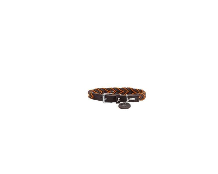 Hunter - Dogcollar Solid Education Cord M-L (60), dark brown/orange - (69319)