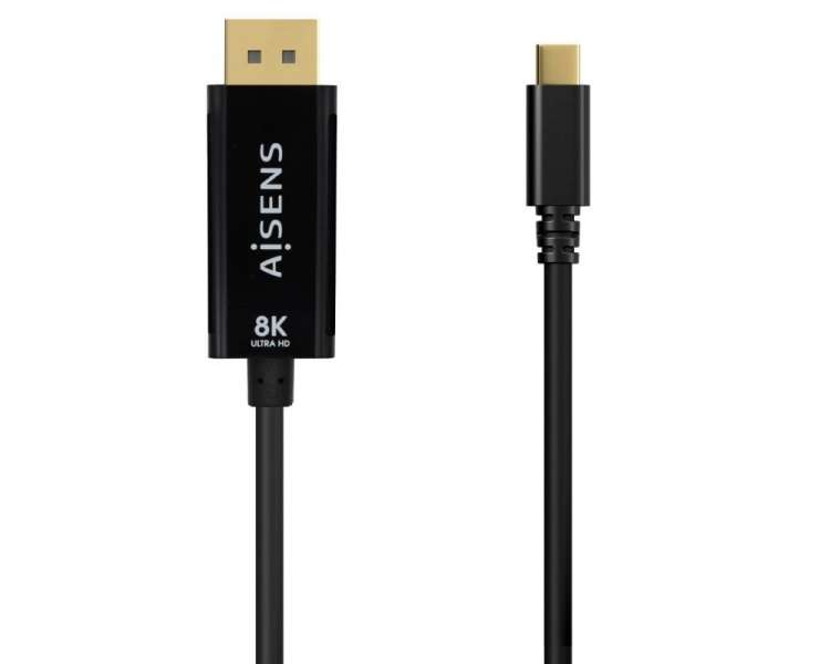 Cable conversor aisens a109-0688/ usb tipo-c macho - displayport macho/ 0.8m/ negro