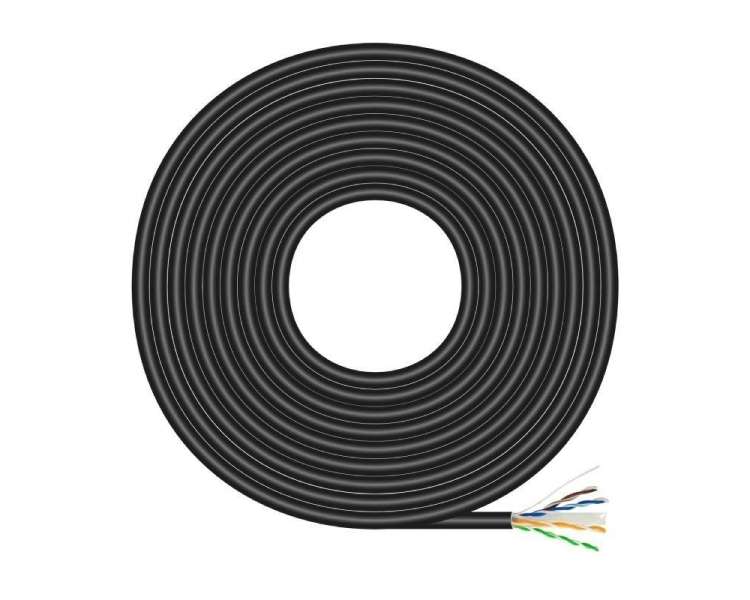 Bobina de cable rj45 para exteriores utp awg23 aisens a135-0676 cat.6/ 305m/ impermeable/ negro