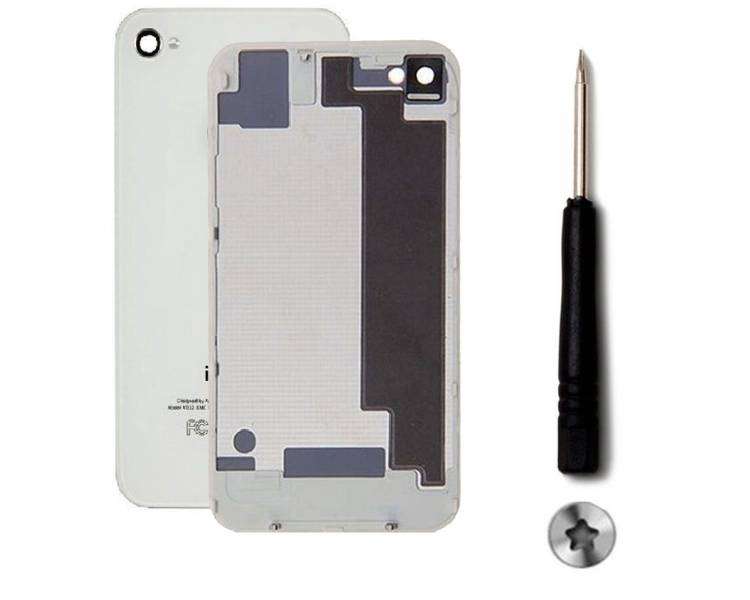 Rückseite für iPhone 4S Glas + Weiß Weiß Schraubendreher