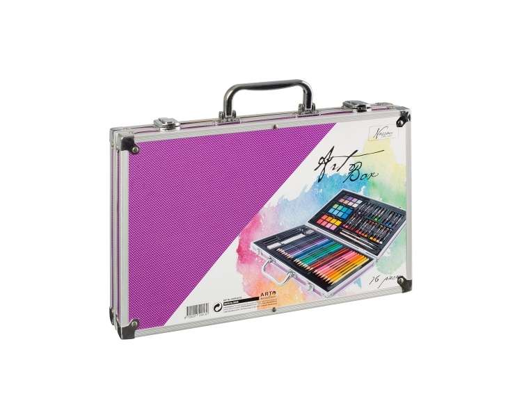 Nassau - Art set 79 pcs in metal box, purple - 36x23cm - (K-AR0926/GE)