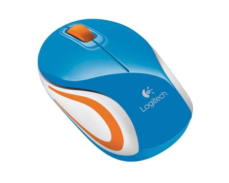 Ratón mini inalámbrico logitech m187/ hasta 1000 dpi/ azul