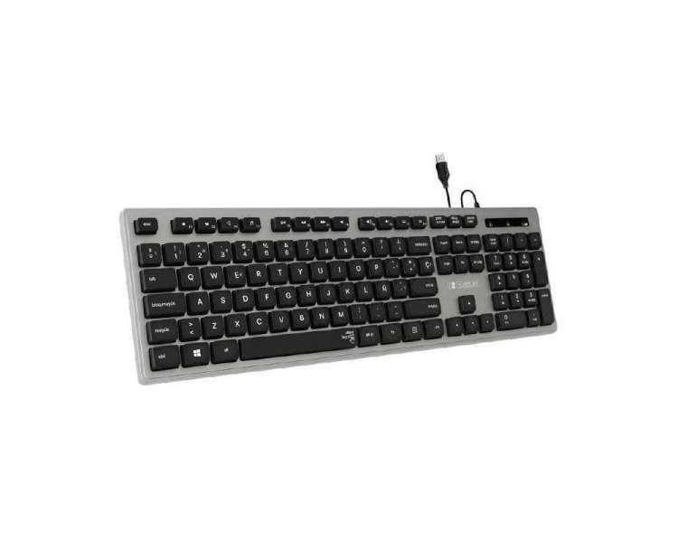 Teclado subblim wired ergo keys silent flat hq/ gris