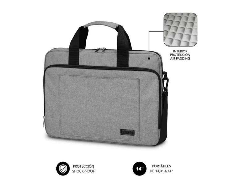 Maletín subblim air padding laptop bag para portátiles hasta 14'/ cinta para trolley/ gris