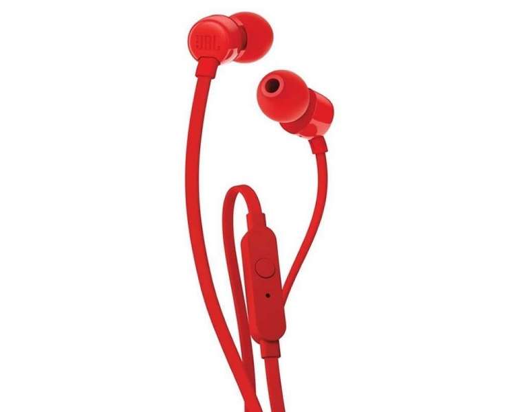 Auriculares intrauditivos jbl t110/ con micrófono/ jack 3.5/ rojos