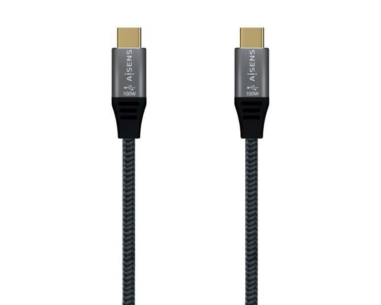 Cable usb 2.0 tipo-c aisens a107-0628 5a 100w/ usb tipo-c macho - usb tipo-c macho/ 1m/ gris