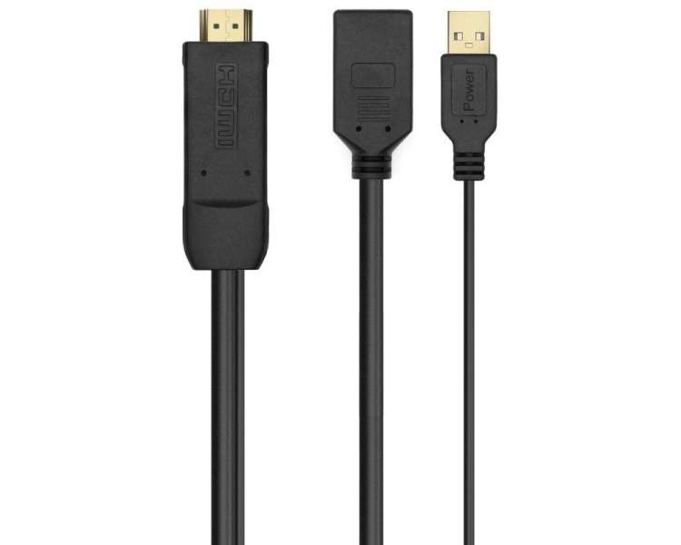 Cable conversor aisens a122-0642/ displayport macho - hdmi macho - displayport hembra - usb macho/ 10cm + 10cm/ negro