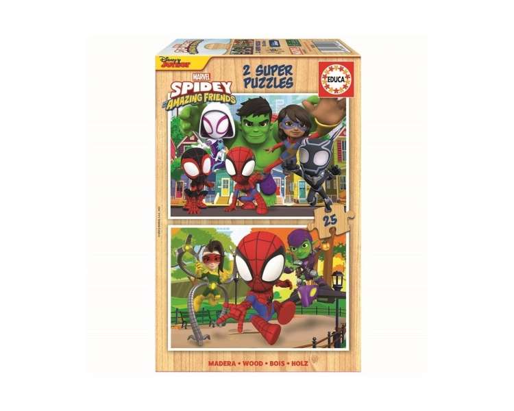 Rompecabezas Educa - 2x25 Piezas Spidey & Sus Increíbles Amigos de Madera (80-19289)