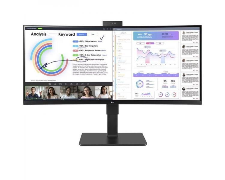 Monitor profesional ultrapanorámico curvo lg 34bq77qc-b 34'/ wqhd/ webcam/ multimedia/ negro