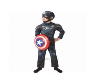 Rubies - Captain America Deluxe w. Muscles - Large (7-8 Years)