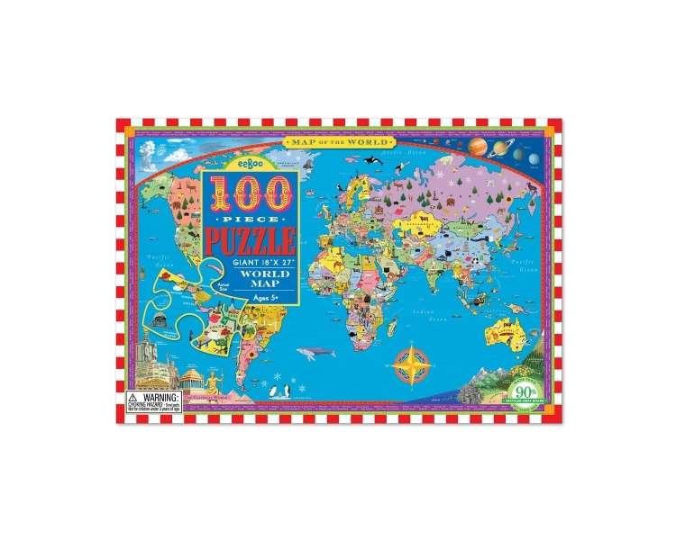 eeBoo - 100 Piece Puzzle, World Map