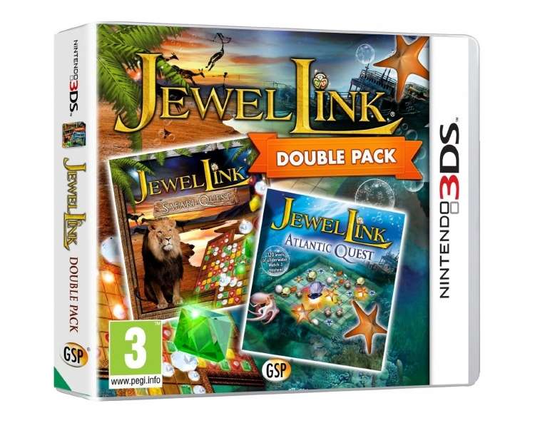 Jewel Link Double Pack, Safari Quest and Atlantic Quest, Juego para Nintendo 3DS