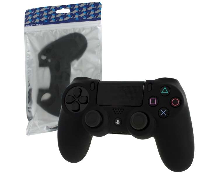 ZedLabz soft silicone rubber skin grip cover for Sony PS4 Controller Controlador Mando con ribbed handle - Negro