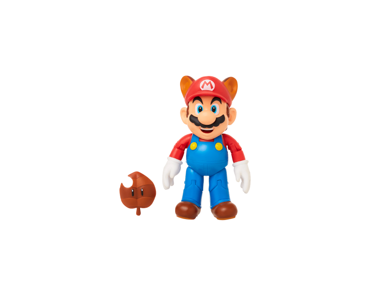 Super Mario - Raccoon Mario + Feuille - 10cm figurine Boxset Exclusive + accessoires (406072)