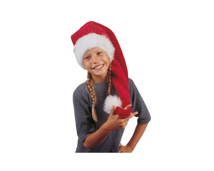 Kids Santa hat with glitter, extra long (48529)