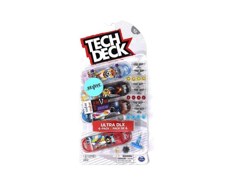 Tech Deck, Pack De 4 Monopatines Para Los Dedos, Ultra Dlx Revive (6028815)